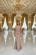 Elegantes Abendkleid mit Corsagenoptik&Glitzerbesatz / C4952