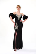 Elegantes Abendkleid mit Puffärmeln & Schmuckdetails
/ C4960
