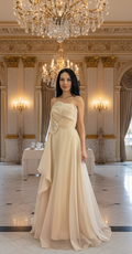 Elegantes, bodenlanges Abendkleid aus Chiffon / C4971