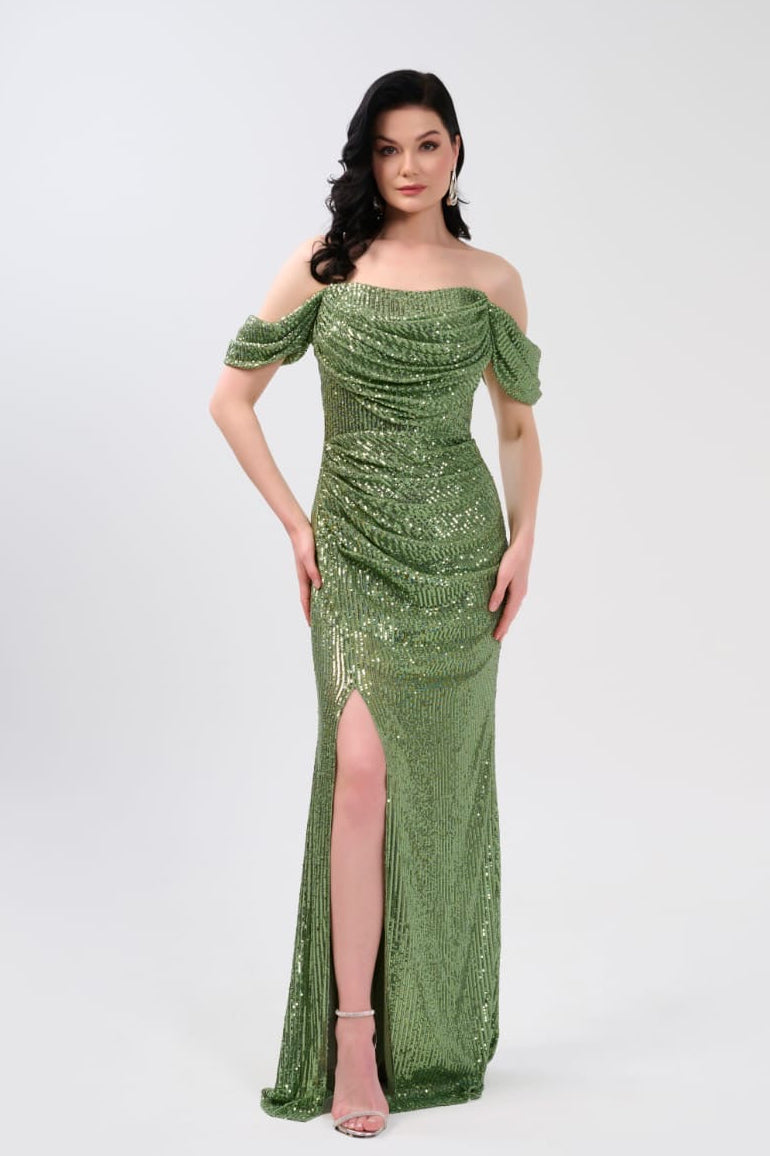 Glamouröses Pailletten-Abendkleid C2144