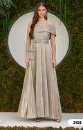 Abendkleid Off-Shoulder, Plissiert / C2102