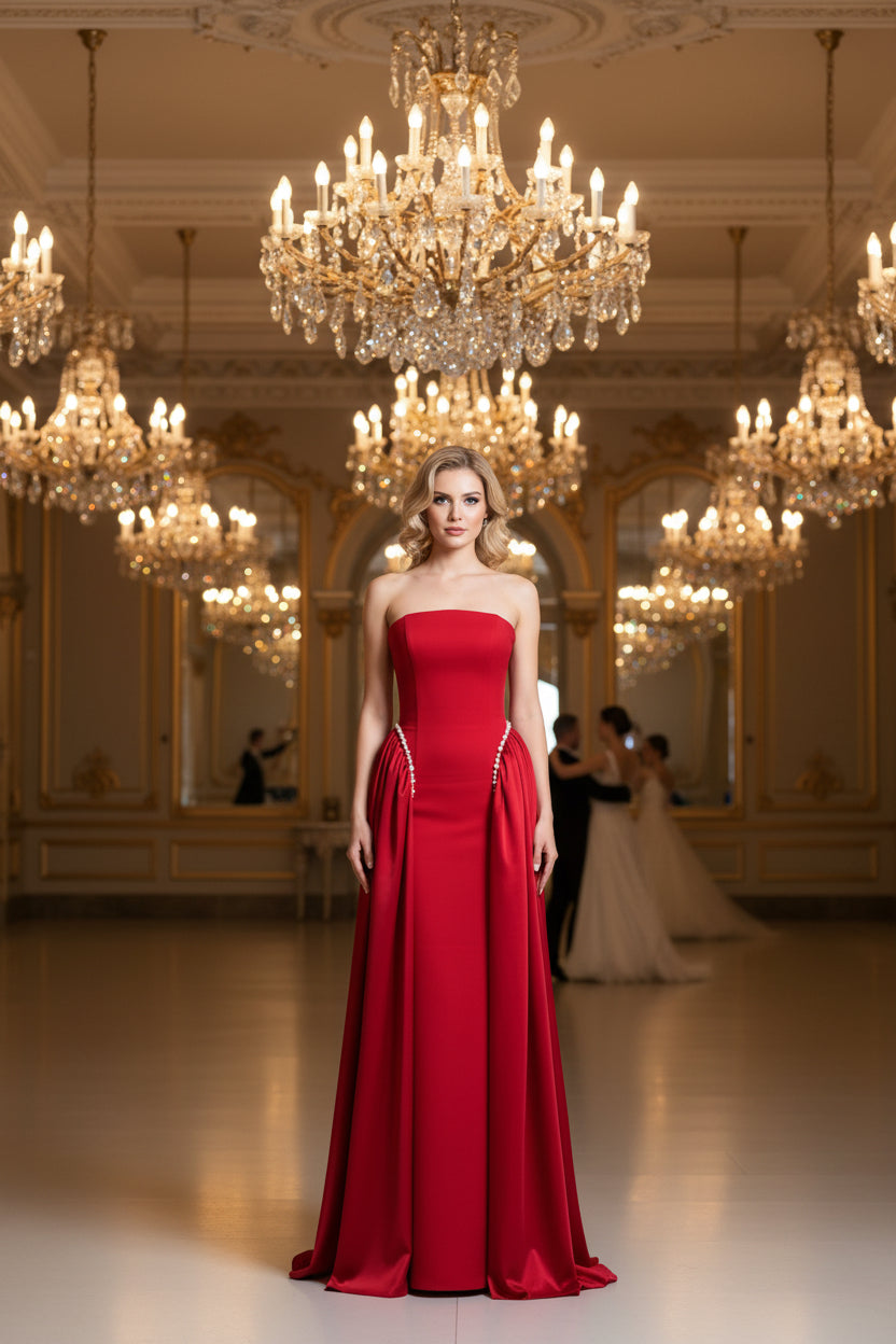 Ballkleid mit Satin-Schlepp