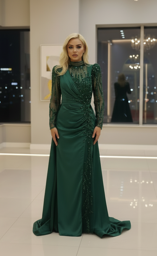 Elegantes Abendkleid mit Stickerei