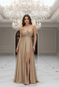 Elegantes Abendkleid mit Wickelrock & integriertem Minirock