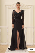 Elegantes Abendkleid mit Spitze & Drapierung – Modell C2107
