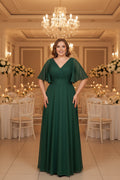 Abendkleid mit Chiffonrock & V-Ausschnitt – Modell FK639